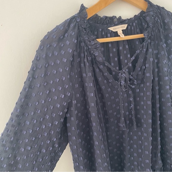 Rebecca Taylor Box Clip Silk Voile Blouse - Picture 8 of 9